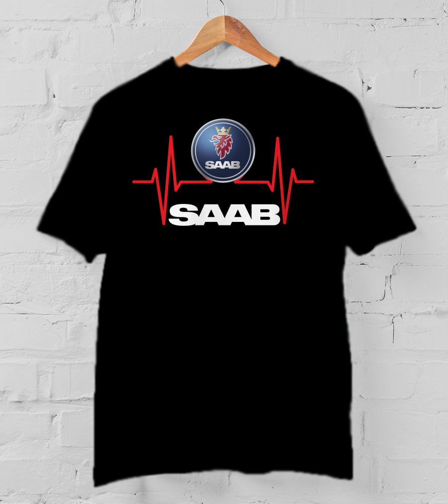 SAAB Logo With Heartbeat Line T-Shirt