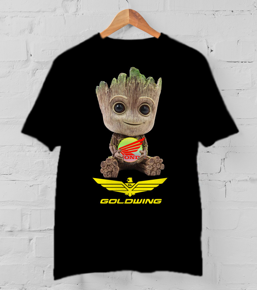 GOLDWING Honda Logo Tree Character Yellow Wings T-Shirt