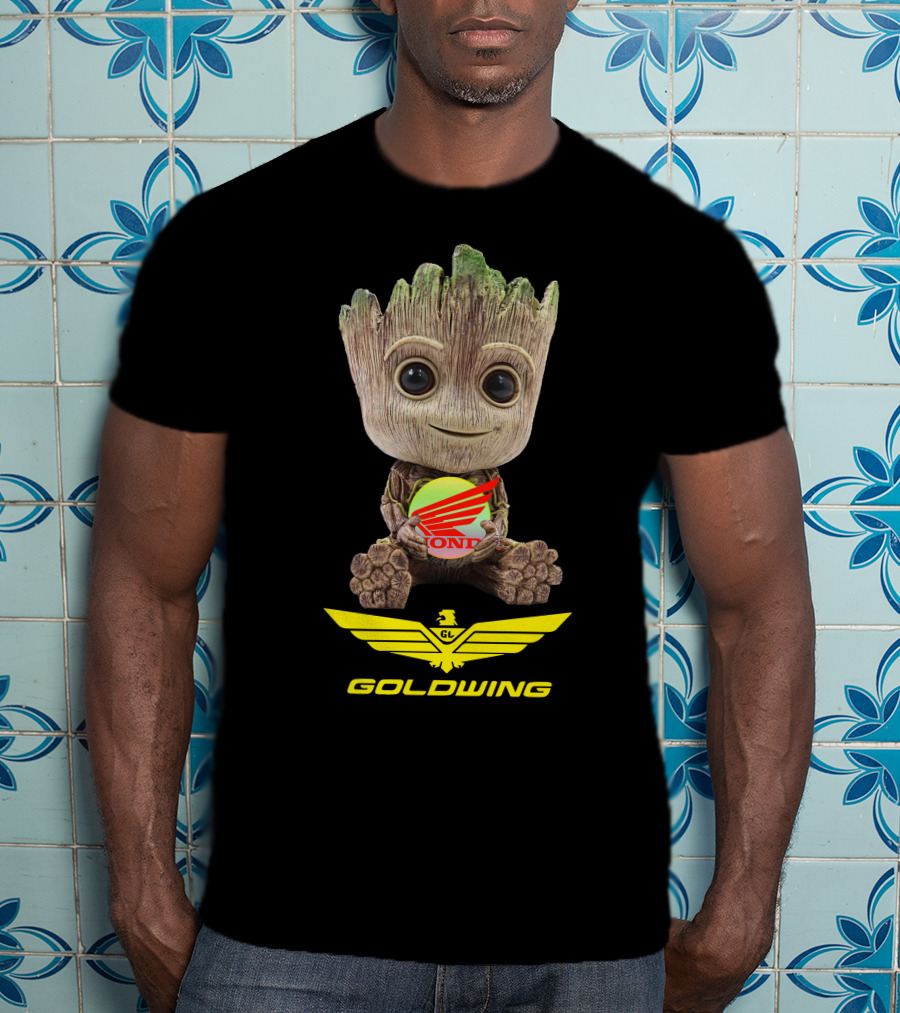 GOLDWING Honda Logo Tree Character Yellow Wings T-Shirt