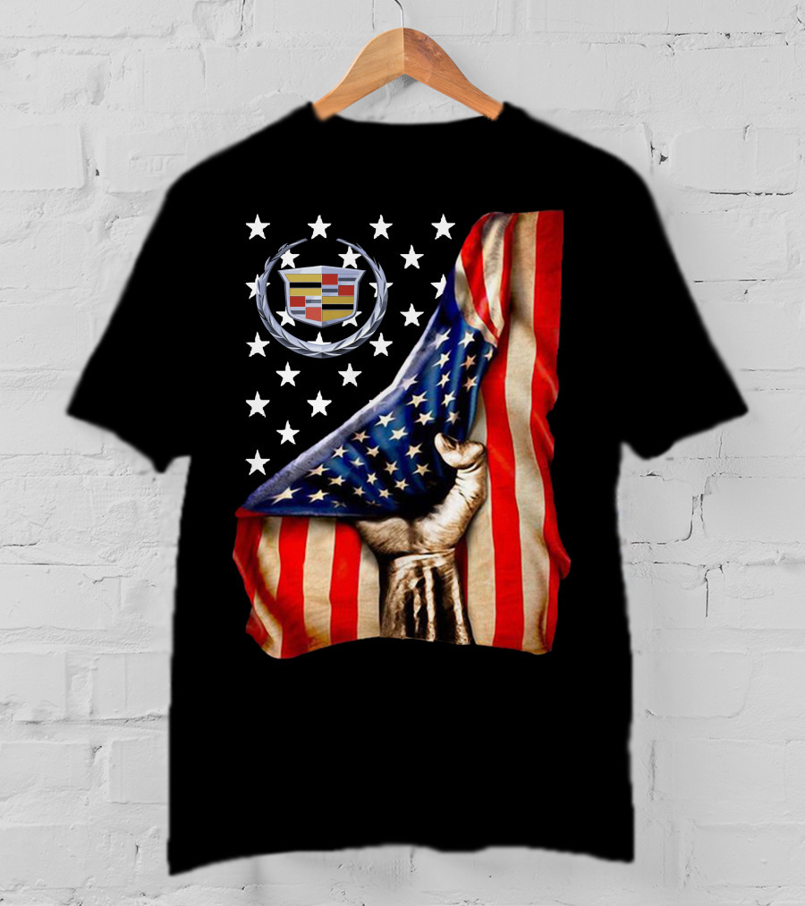 Cadillac American Flag Patriotic Car Logo T-Shirt