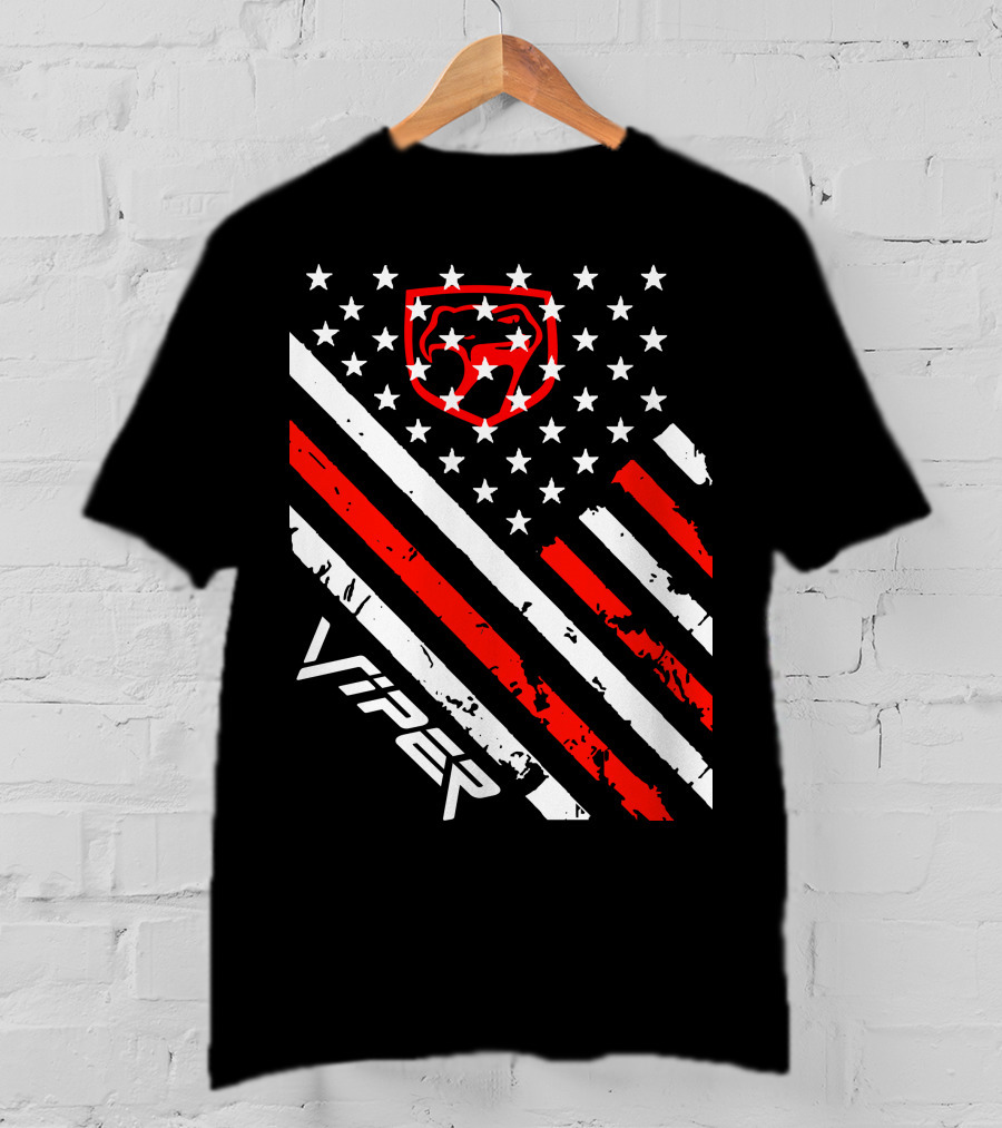 Dodge Viper American Flag Stripes And Stars T-Shirt