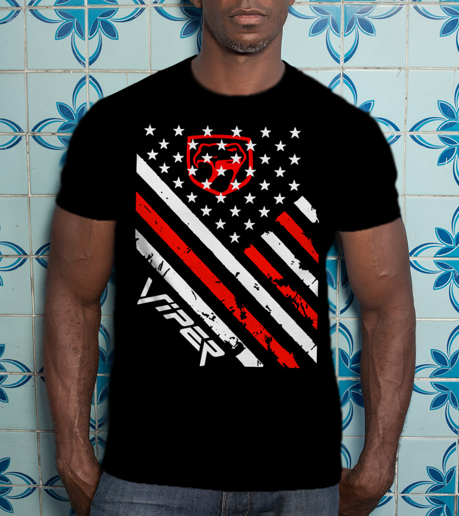 Dodge Viper American Flag Stripes And Stars T-Shirt