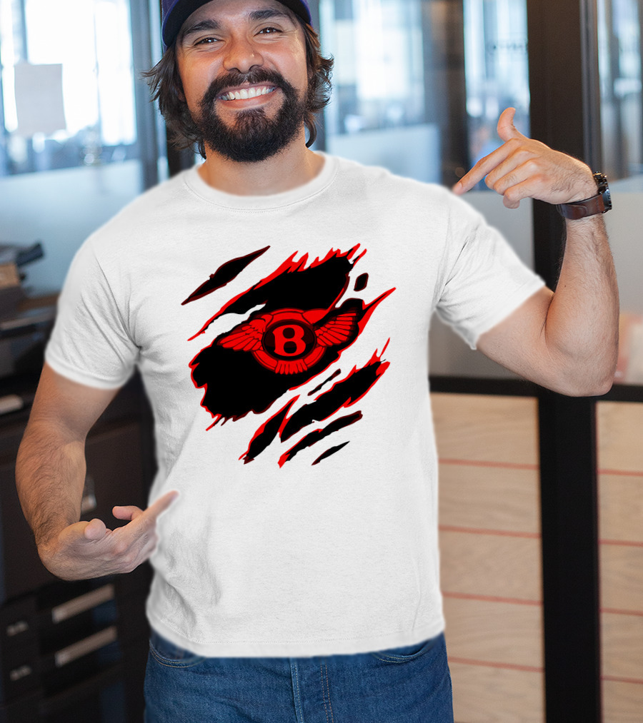 Bentley Red Winged Logo With Claw Marks T-Shirt