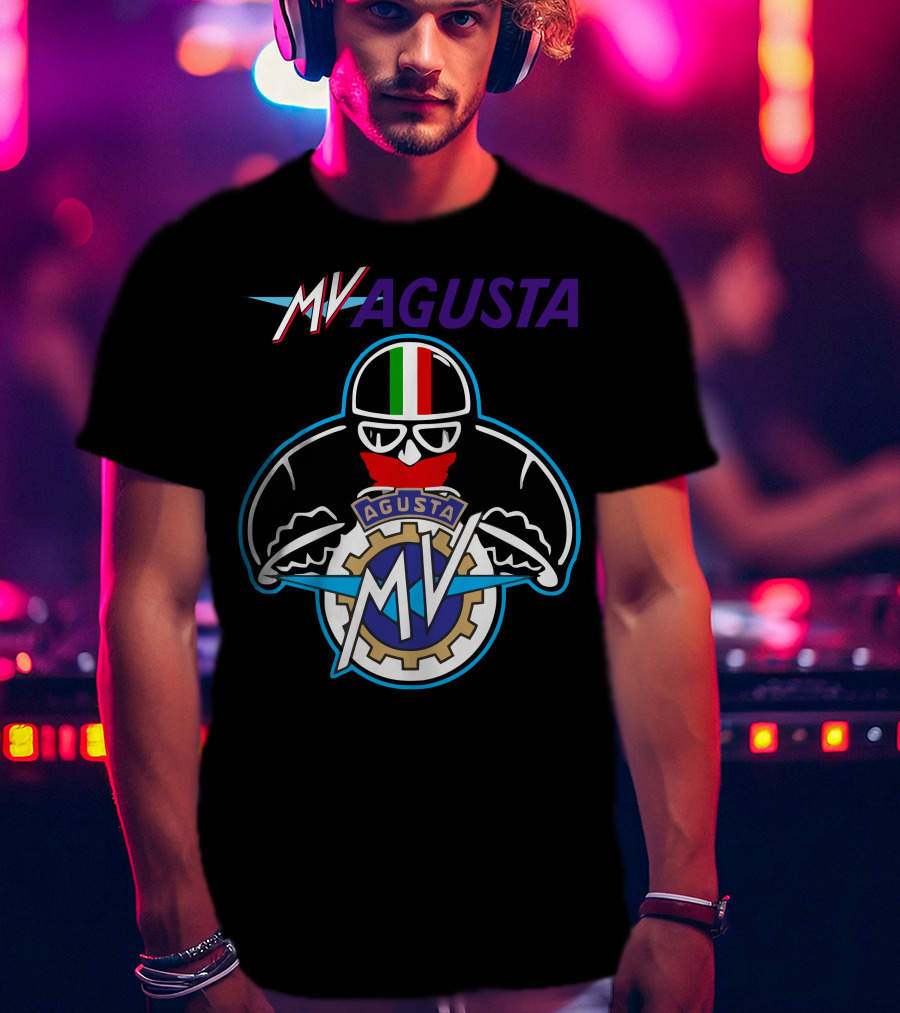 MV AGUSTA Racing Style Italian Flag Helmet T-Shirt