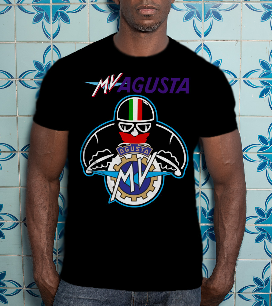 MV AGUSTA Racing Style Italian Flag Helmet T-Shirt