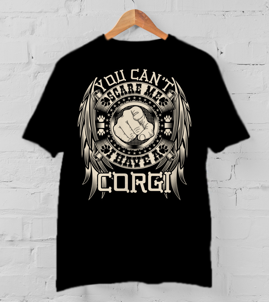 You Can't Scare Me I Have A Corgi Paw Print Stars Badge T-Shirt