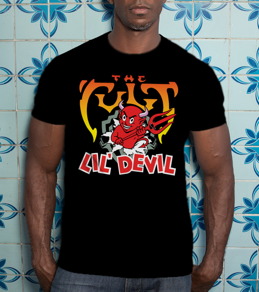 The Cult Lil' Devil Iconic Red Character With Pitchfork T-Shirt