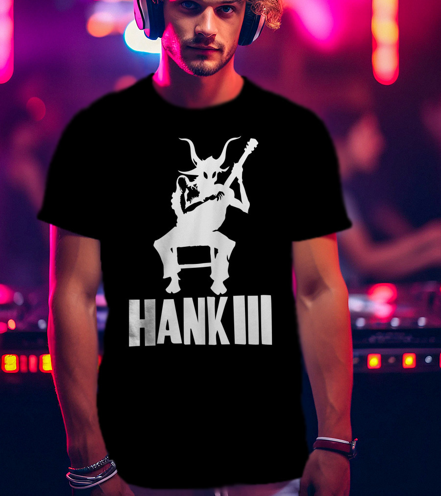 Hank III Goat Demon Playing Guitar T-Shirt