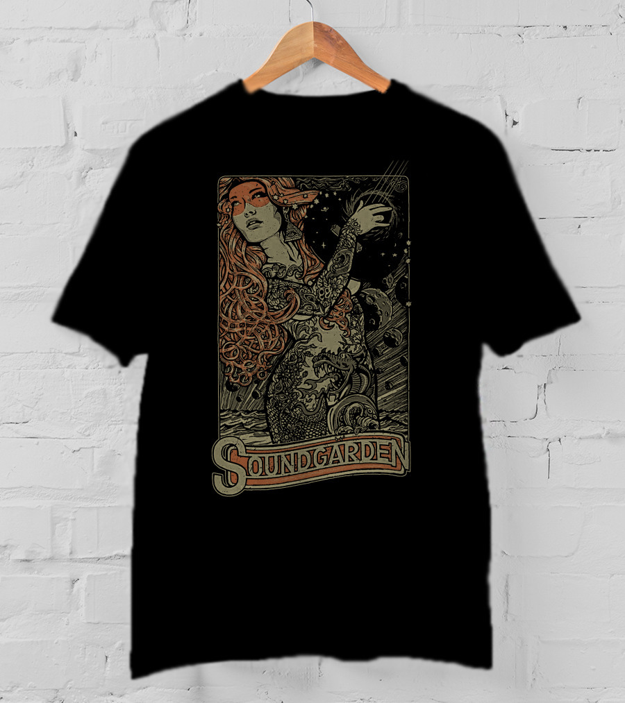 Soundgarden Psychedelic Art Nouveau Style Mystical Woman And Cosmic T-Shirt