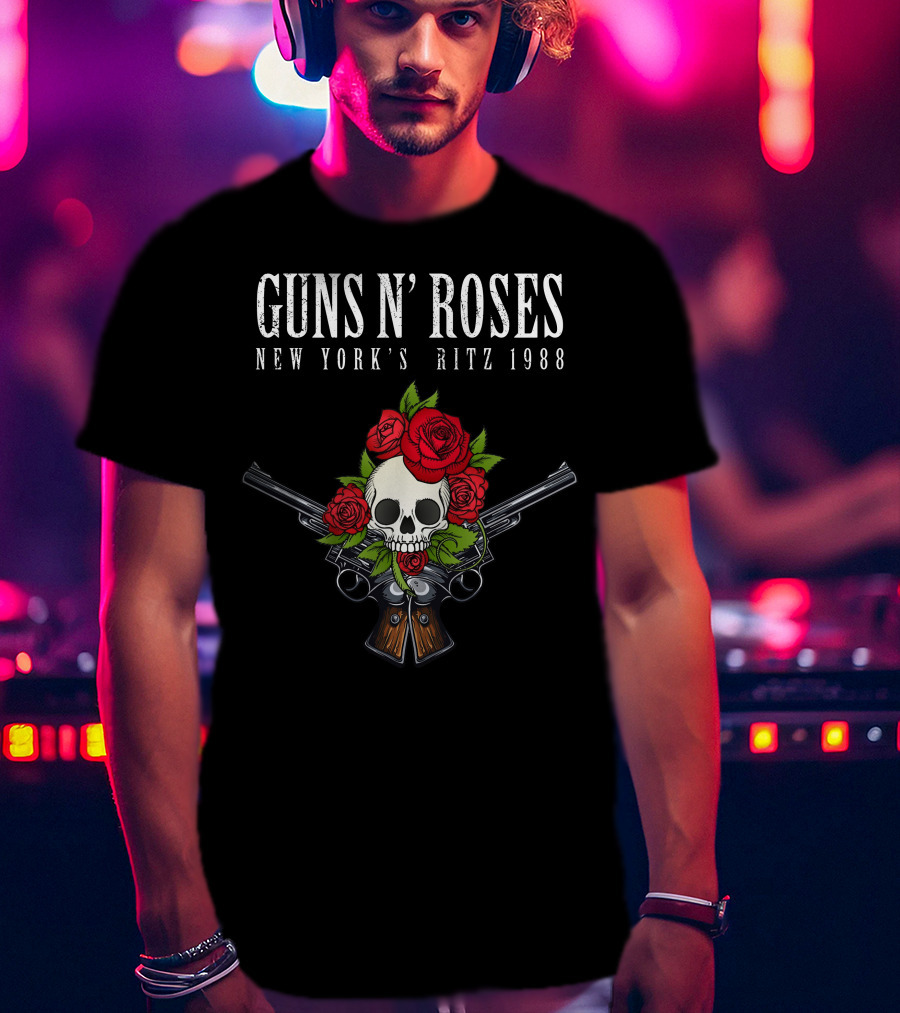 Guns N' Roses New York's Ritz 1988 Skull Roses Pistols T-Shirt