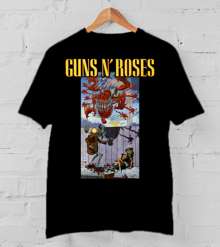 Guns N' Roses Illustrative Scene Featuring Intricate Characters And Dynamic Elements T-Shirt