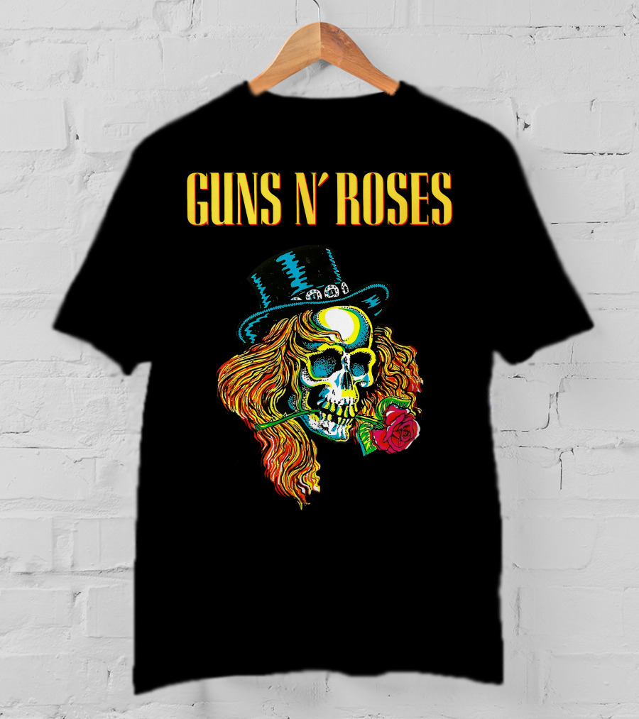 Guns N' Roses Skull With Hat And Rose T-Shirt