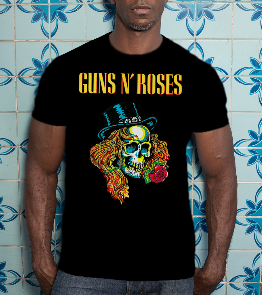 Guns N' Roses Skull With Hat And Rose T-Shirt