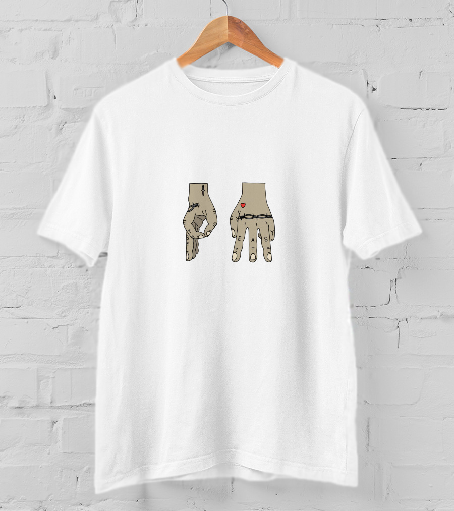 Post Malone Hand Tattoos Barbed Wire Heart T-Shirt