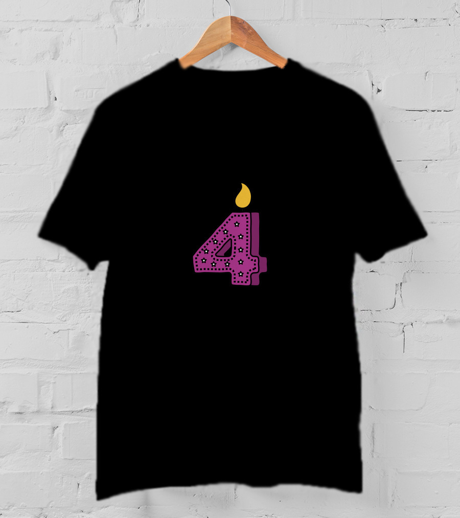 Four Pink Candle With Stars And Flame T-Shirt