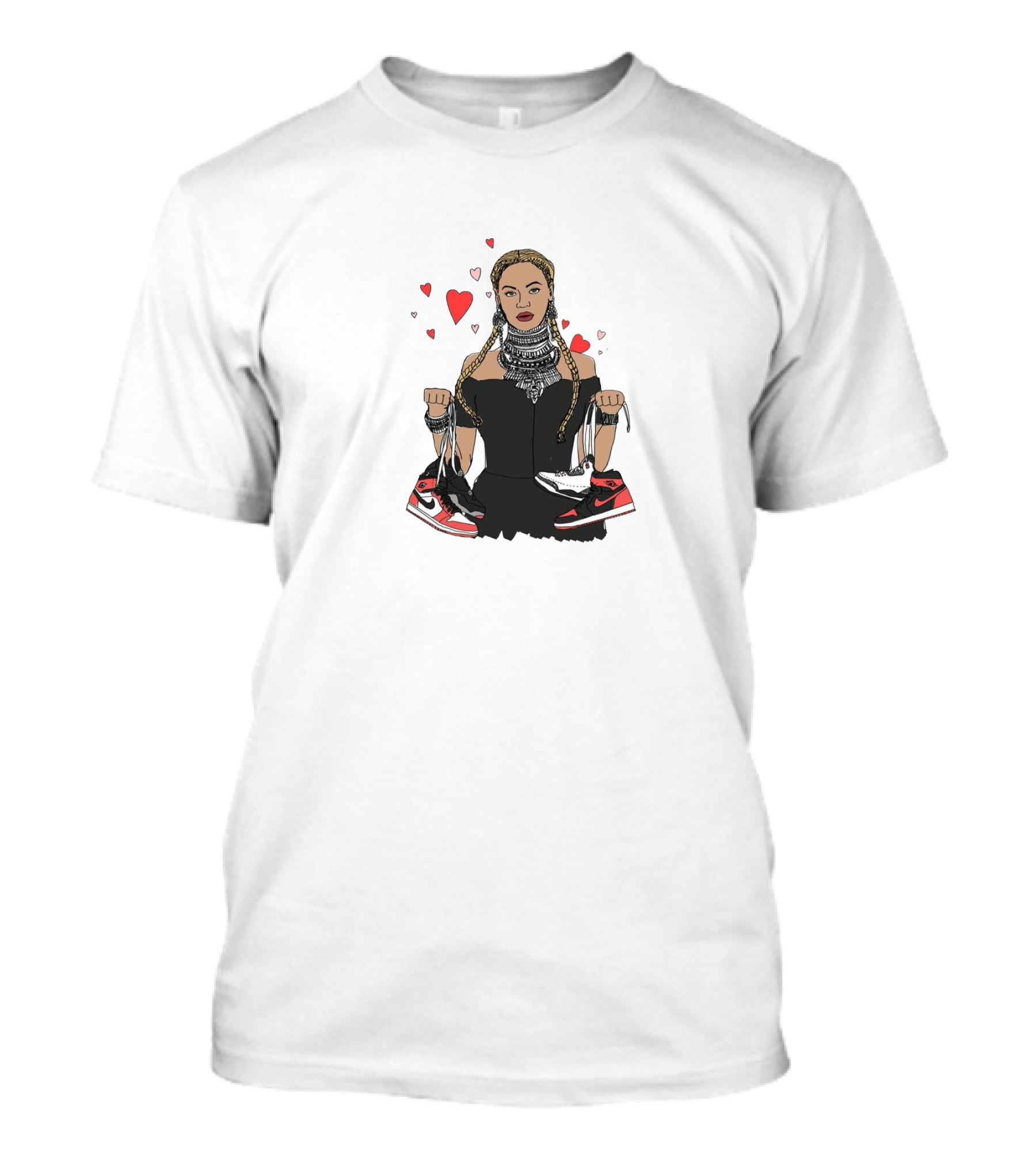 Beyonce Holding Sneakers With Red Hearts T-Shirt