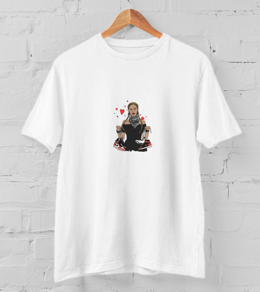 Beyonce Holding Sneakers With Red Hearts T-Shirt