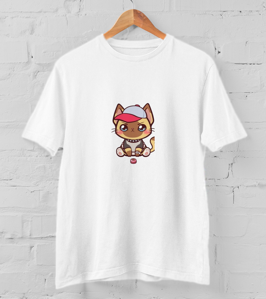 EddieVR Cat With Hat And Donut T-Shirt