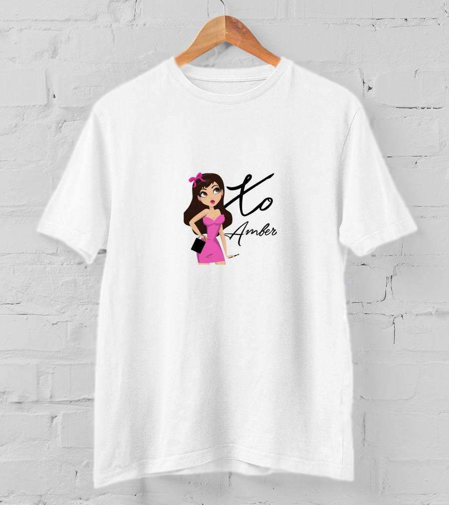 Xo Amber Scholl Pink Dress Cartoon T-Shirt