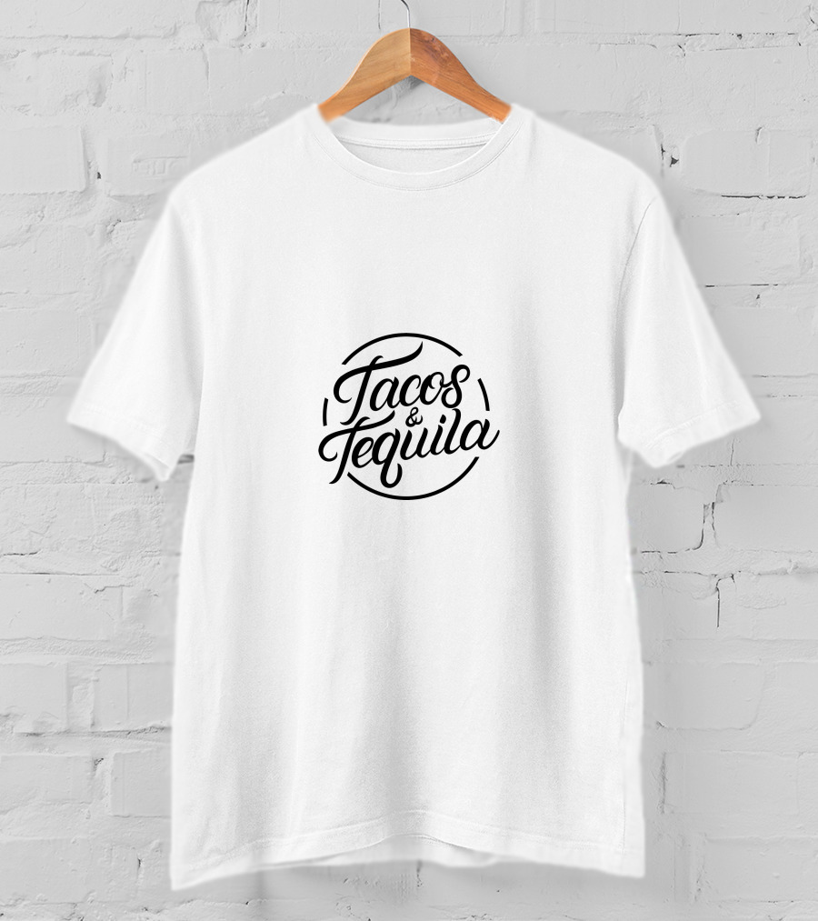 Tacos And Tequila Circular Script T-Shirt