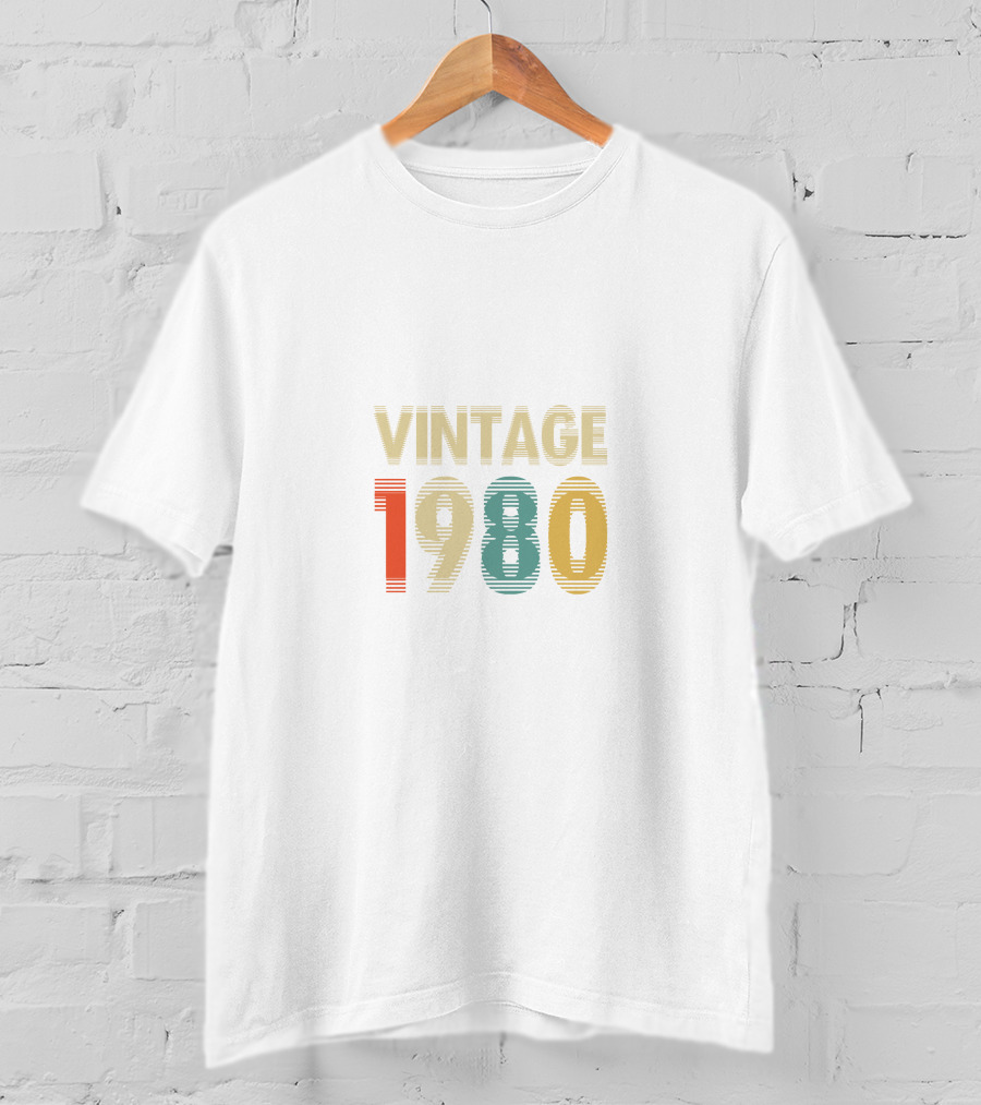 VINTAGE 1980 Retro Striped Numbers T-Shirt