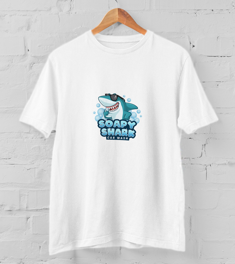 Soapy Shark Car Wash Bubbles Fun T-Shirt
