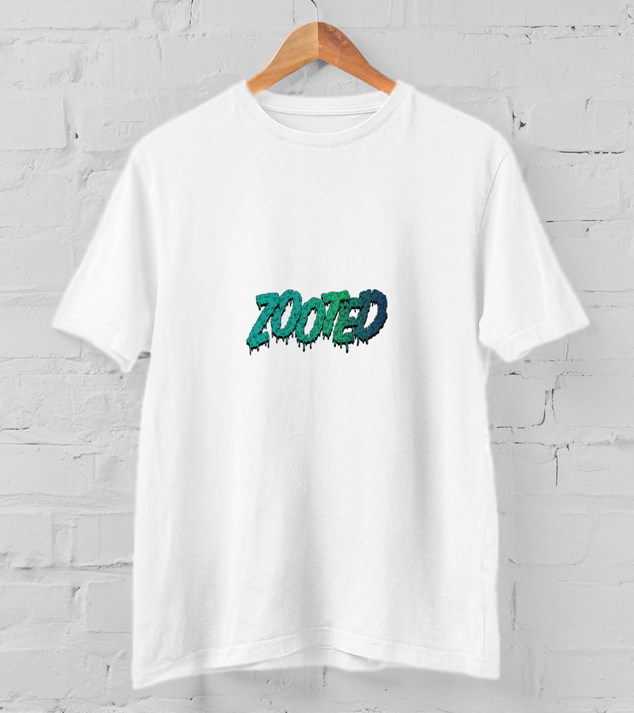 Zooted Dripping Green And Blue Font T-Shirt