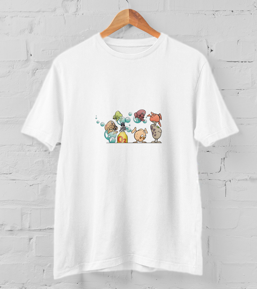 Della Vlogs Cartoon Fish Gathering With Oxygen Tank T-Shirt