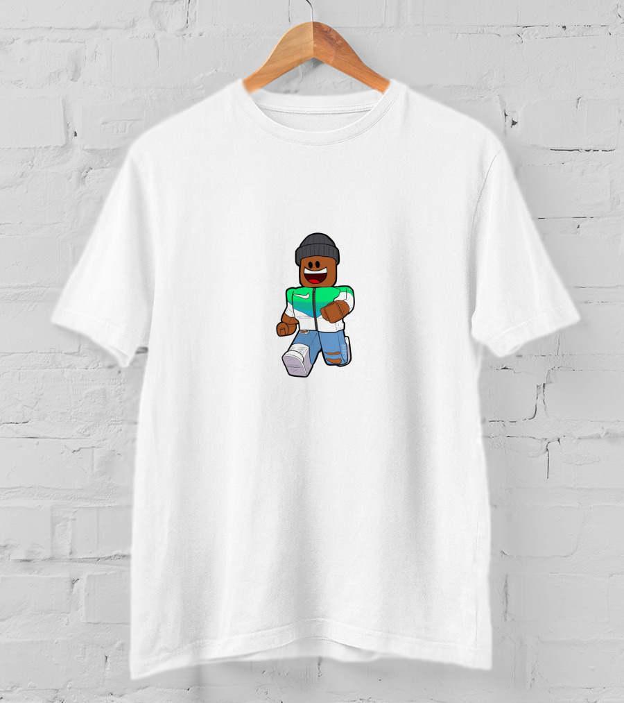 Gaming With Kev Roblox Character Green Jacket Beanie T-Shirt
