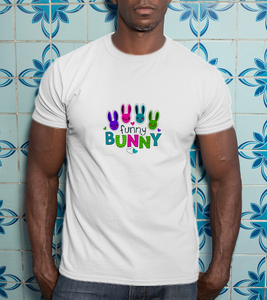 Funny Bunny Colorful Cute Rabbits Hearts Playful T-Shirt