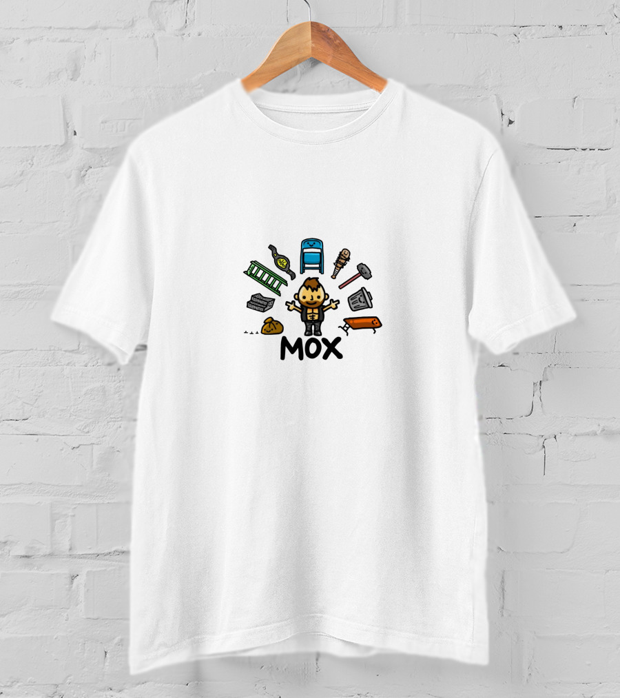 MOX Cartoon Character Surrounded By Wrestling Props T-Shirt