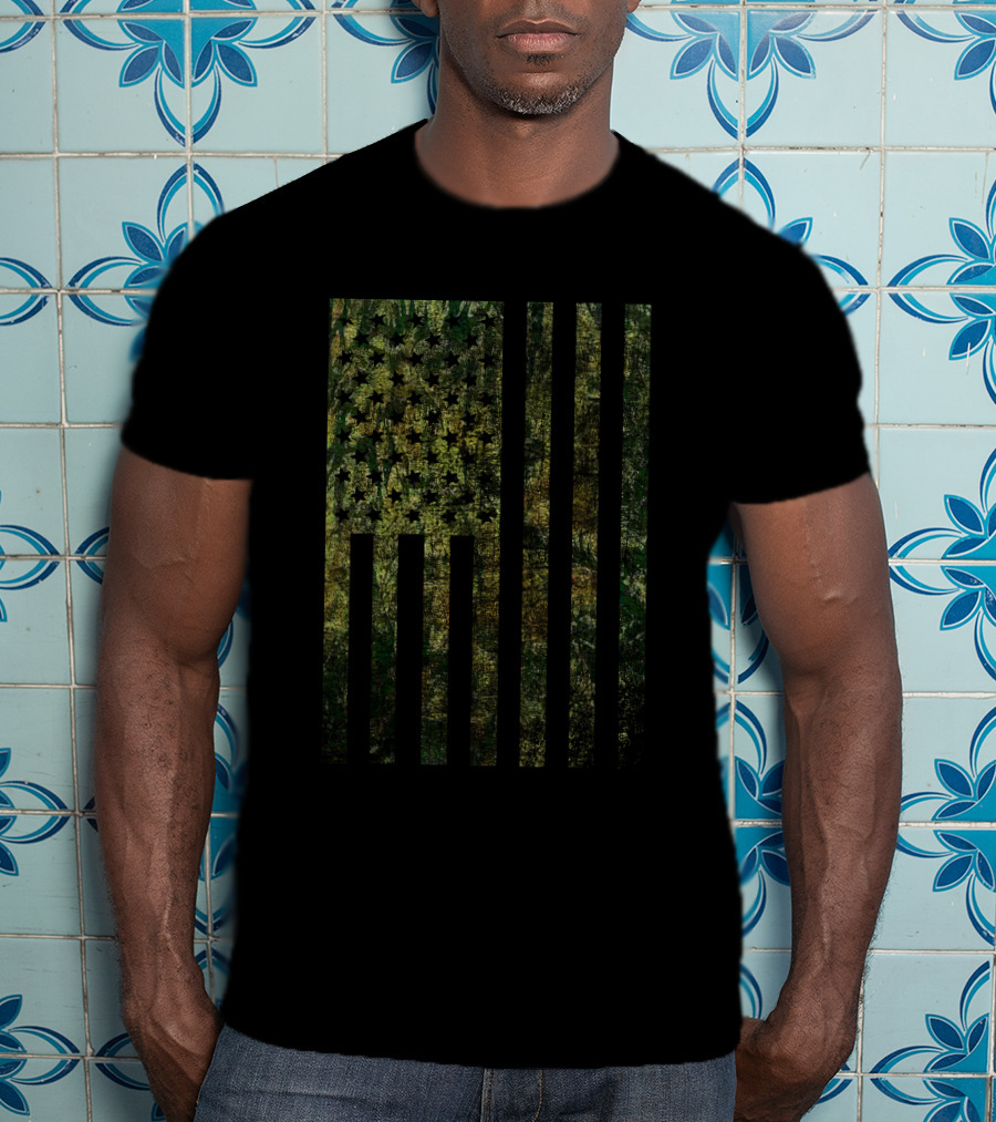 Bike Knight Outdoors American Camo Flag T-Shirt