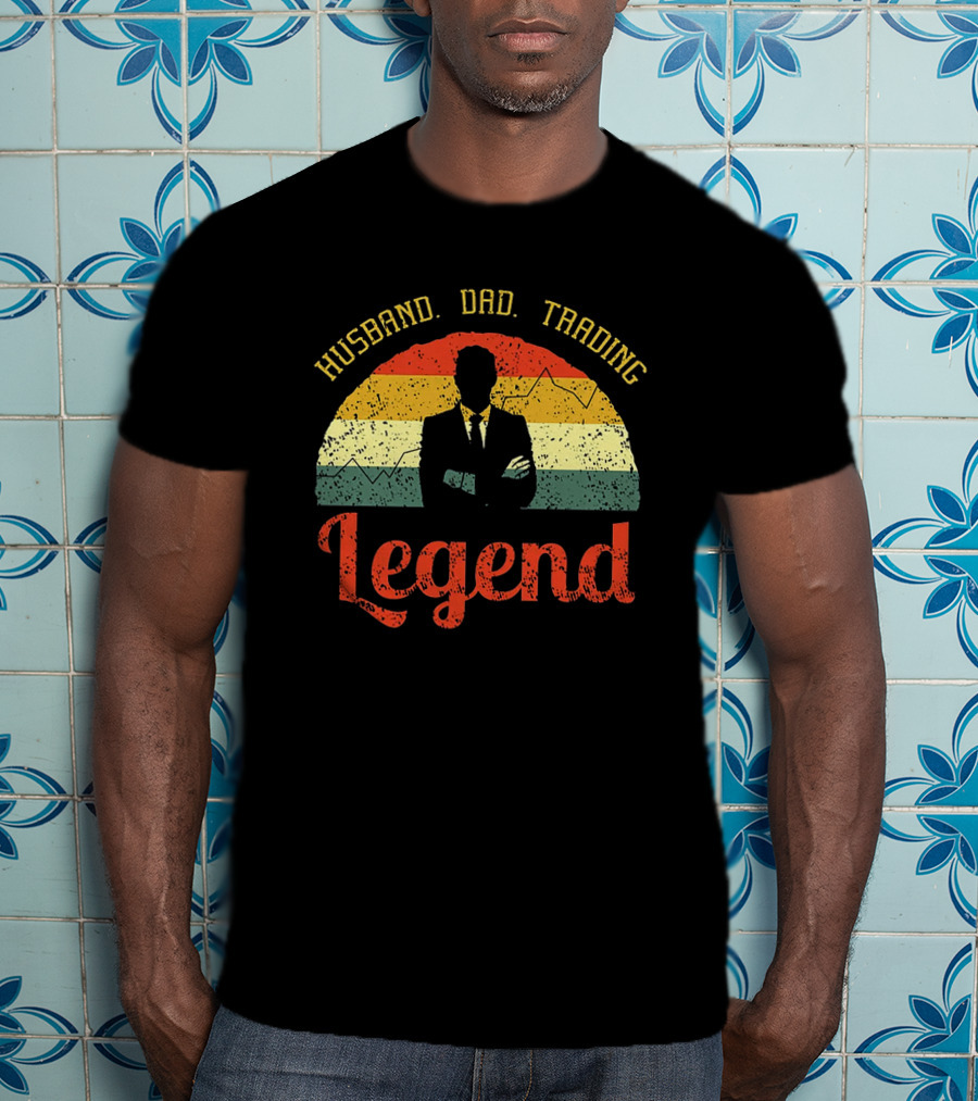 Husband Dad Trading Legend Vintage Style Silhouette Day Trader Investor T-Shirt