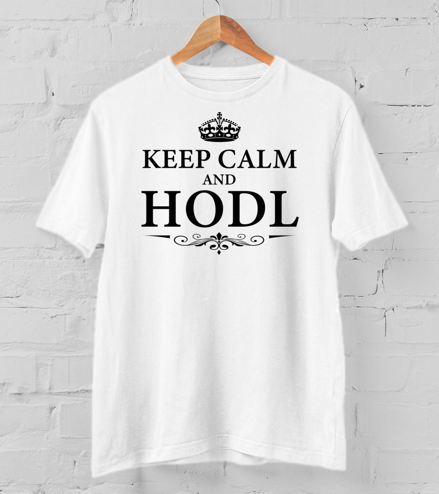 Keep Calm And Hodl Black Crown Motif T-Shirt