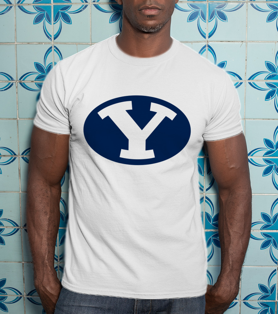 Brigham Young Cougars Y Logo Blue Oval T-Shirt