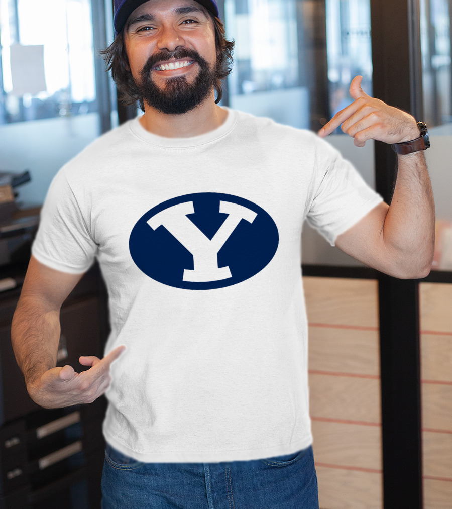 Brigham Young Cougars Y Logo Blue Oval T-Shirt