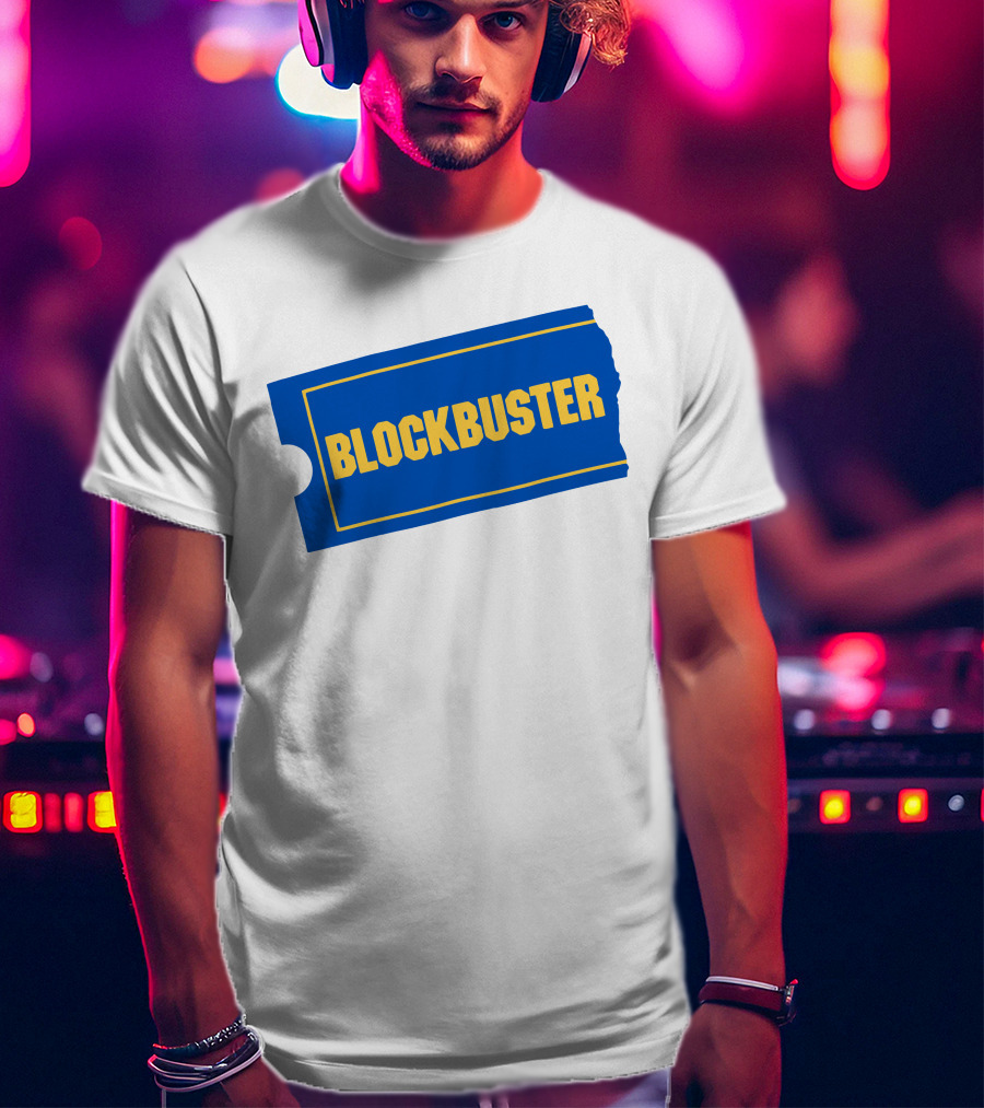 Blockbuster Blue Ticket Logo Nostalgia T-Shirt