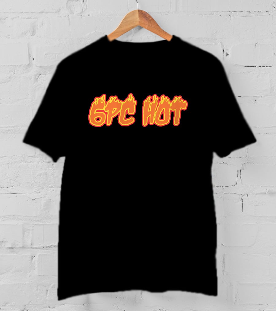 6pc Hot Logo 6lack Merch Fiery Text T-Shirt