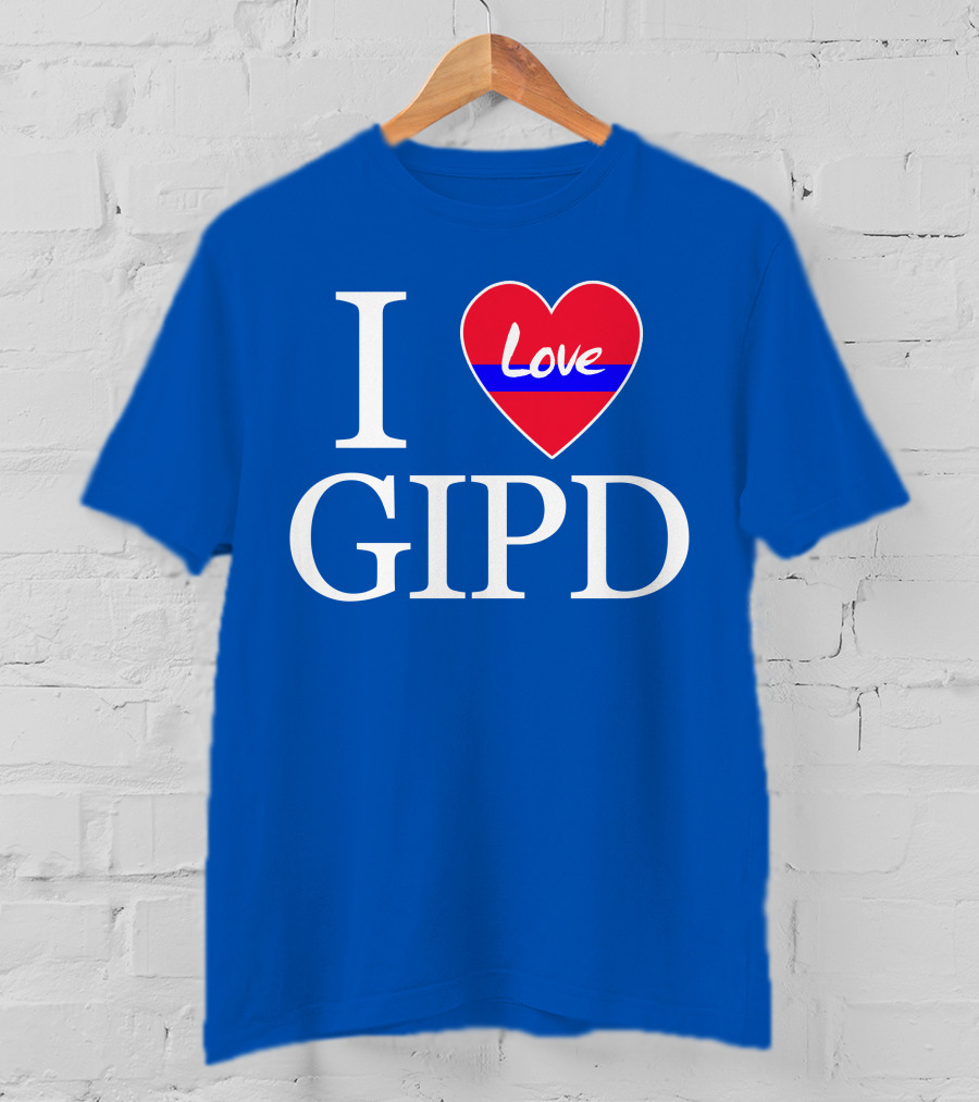 I Love GIPD Heart Symbol Blue Background T-Shirt