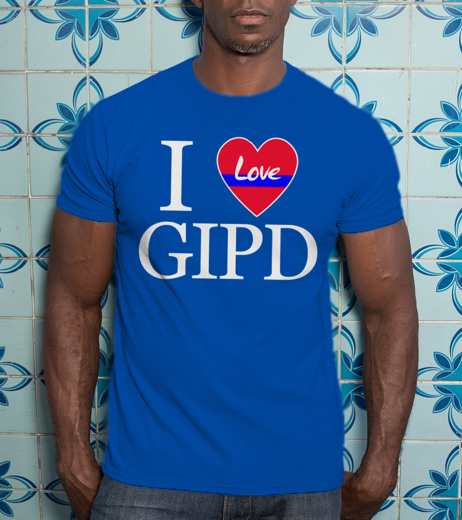 I Love GIPD Heart Symbol Blue Background T-Shirt