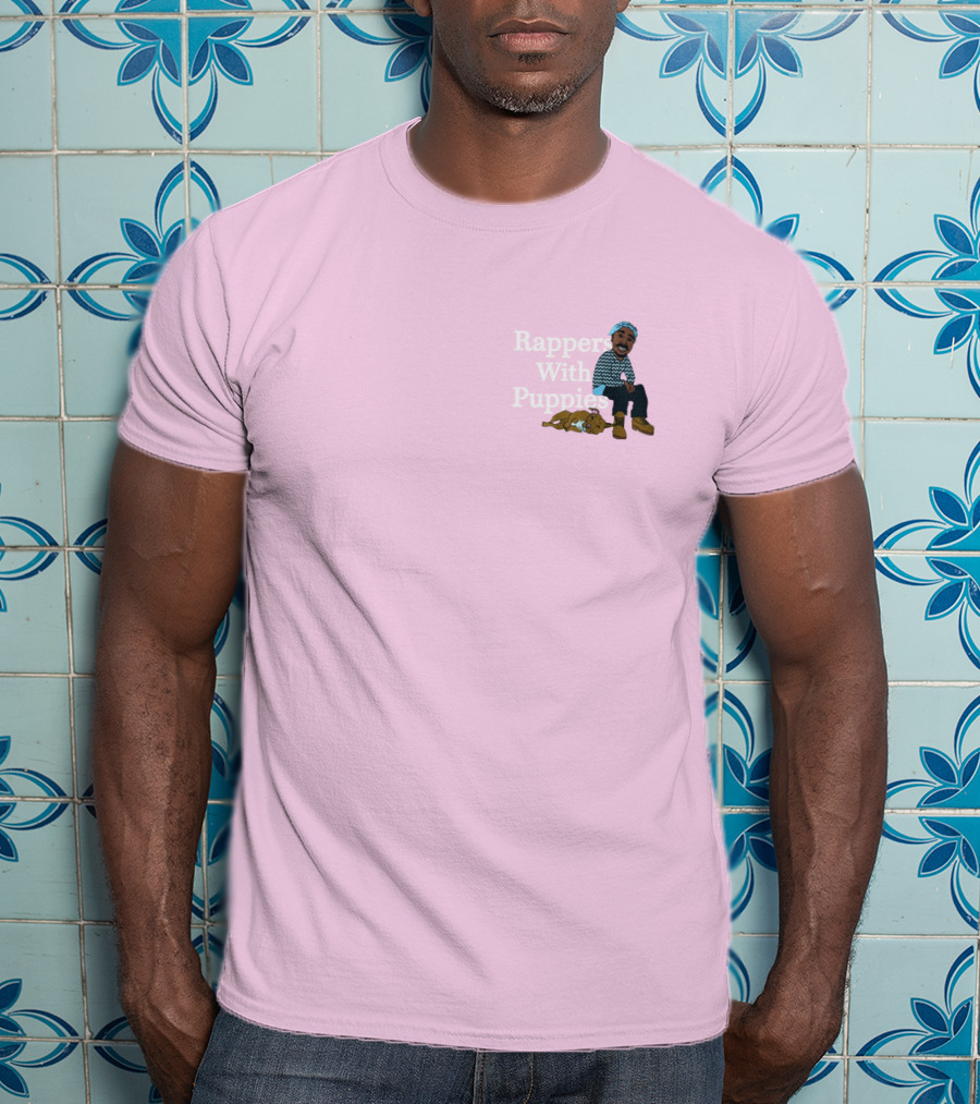 Rappers With Puppies Zumiez Pink Background Beanie And Boots T-Shirt