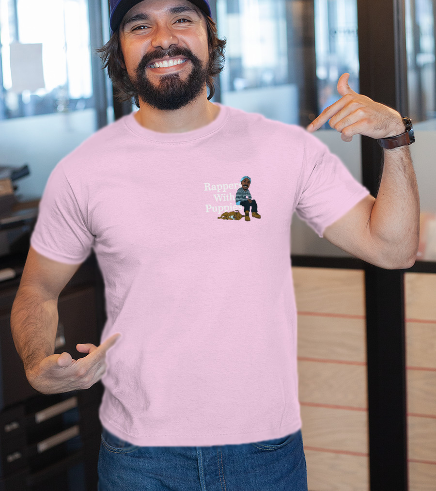Rappers With Puppies Zumiez Pink Background Beanie And Boots T-Shirt