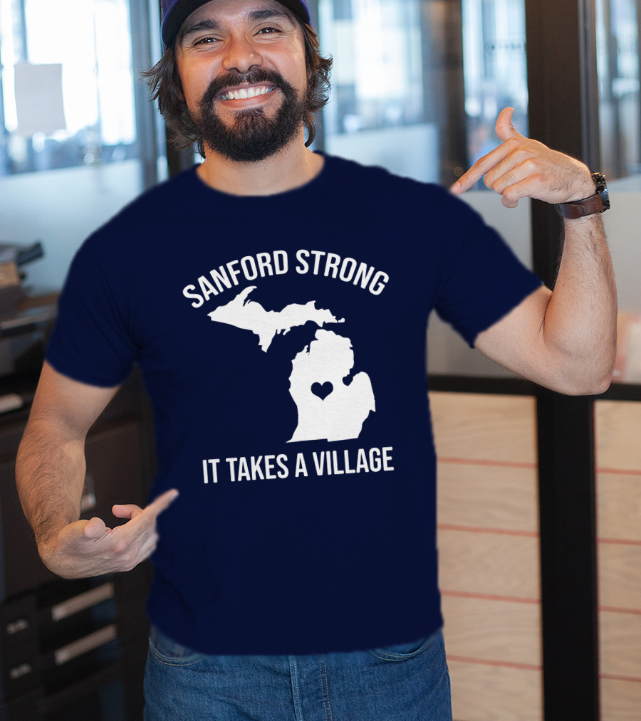Sanford Strong It Takes A Village Michigan Map Heart T-Shirt