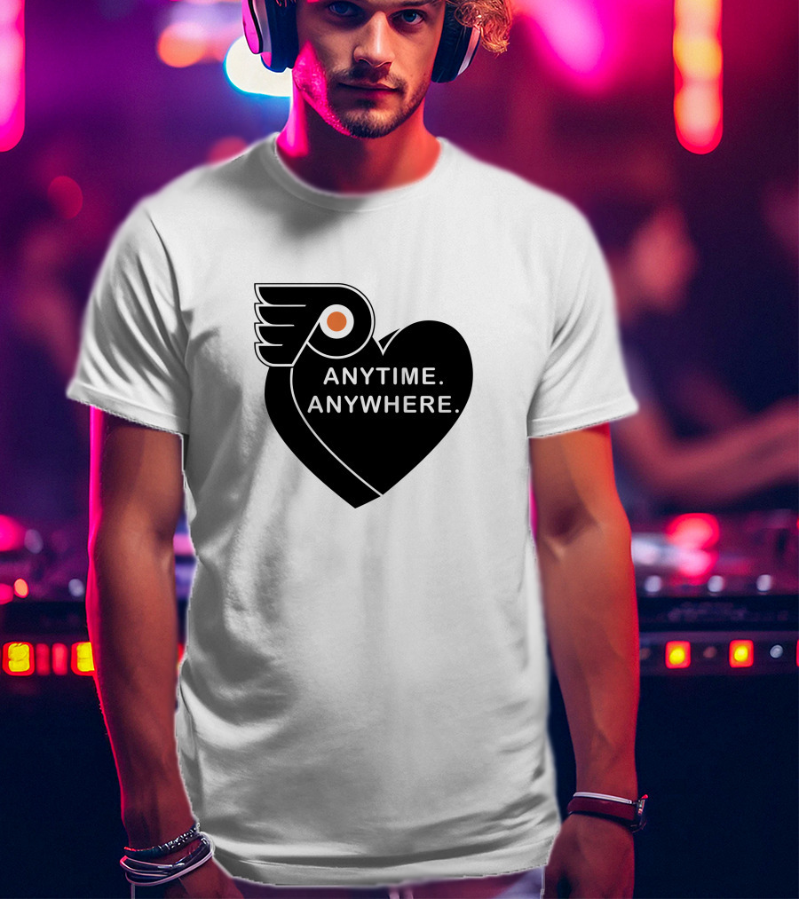 Philadelphia Flyers X Amberella Collaboration Anytime Anywhere Heart T-Shirt