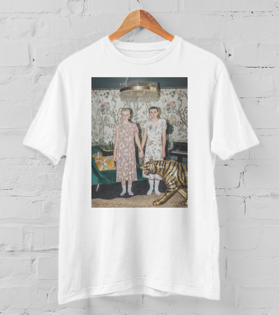 Emmy Lan And Emmy Hartman Hand Holding With Golden Tiger And Floral Wallpaper T-Shirt