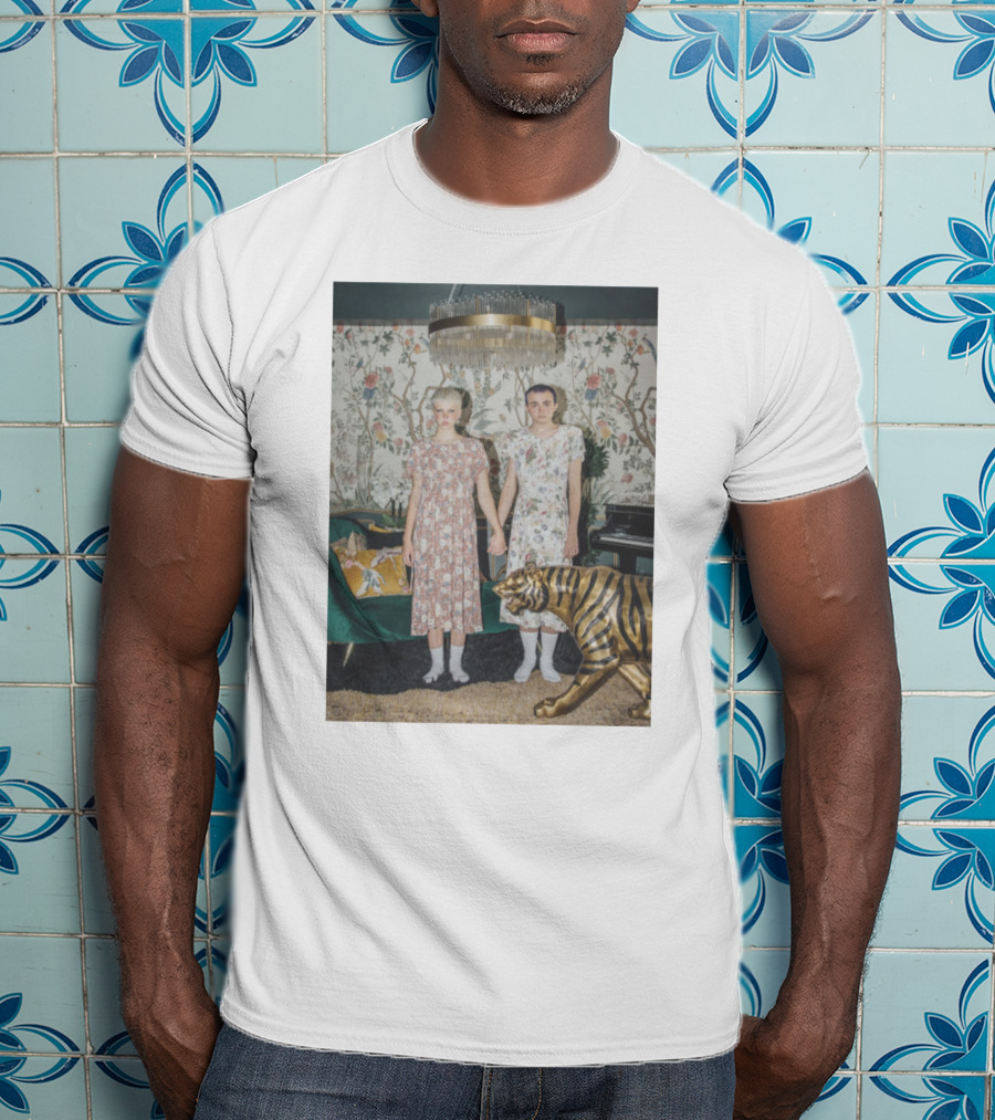 Emmy Lan And Emmy Hartman Hand Holding With Golden Tiger And Floral Wallpaper T-Shirt