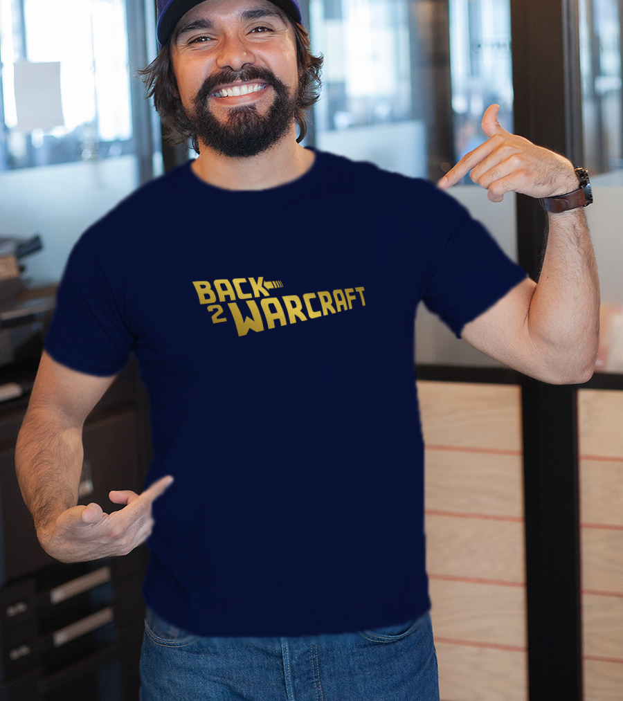 Back2Warcraft B2W Back To Warcraft Gold Text T-Shirt