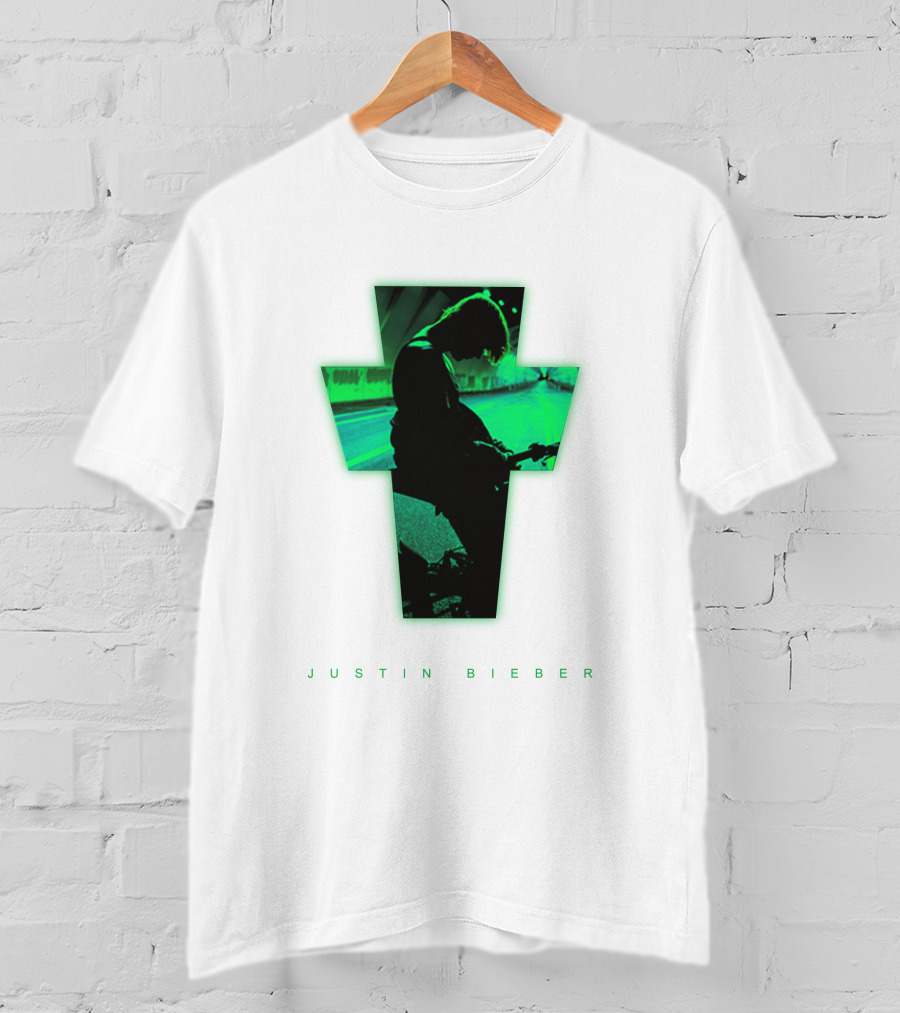 Justin Bieber Cross Silhouette Neon Green T-Shirt