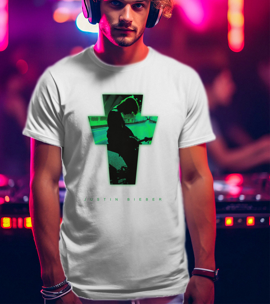 Justin Bieber Cross Silhouette Neon Green T-Shirt