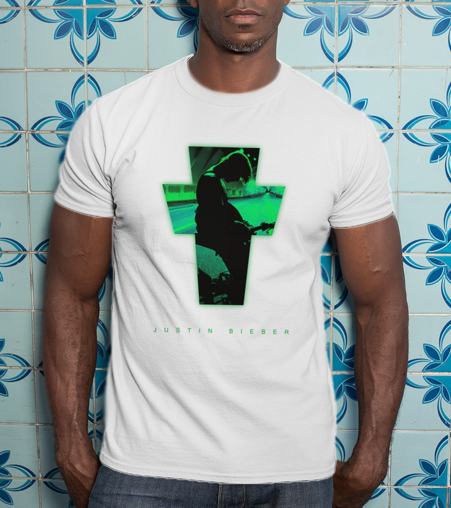 Justin Bieber Cross Silhouette Neon Green T-Shirt